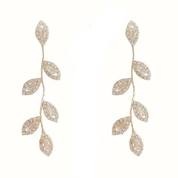 Rhinestone Formal Silver Drop Earrings - Picture 1 of 2